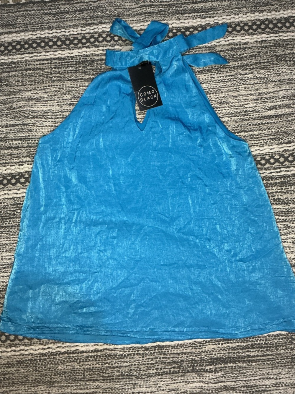 Blouse Como Black Womens Medium Blue  Sleeveless Lightweight
